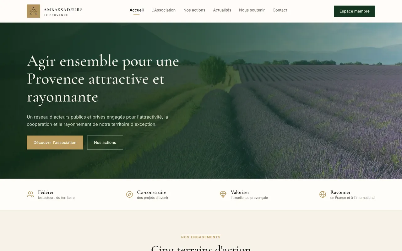 Proposed home page for Ambassadeurs de Provence
