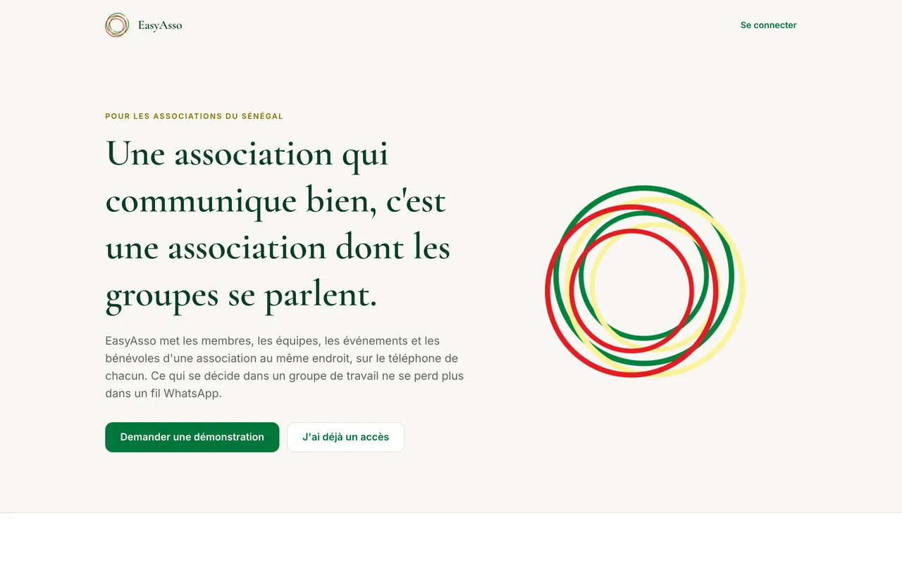 Page d’accueil d’EasyAsso