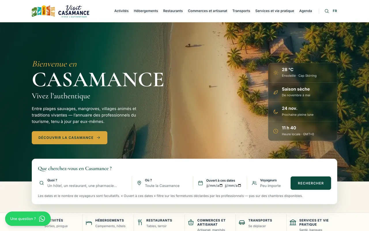 Page d’accueil de VisitCasamance