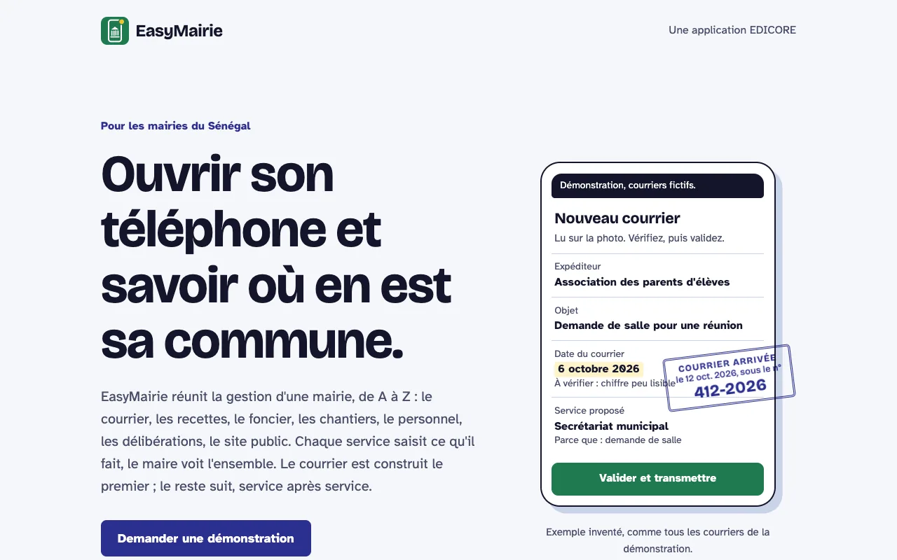 Home page of EasyMairie